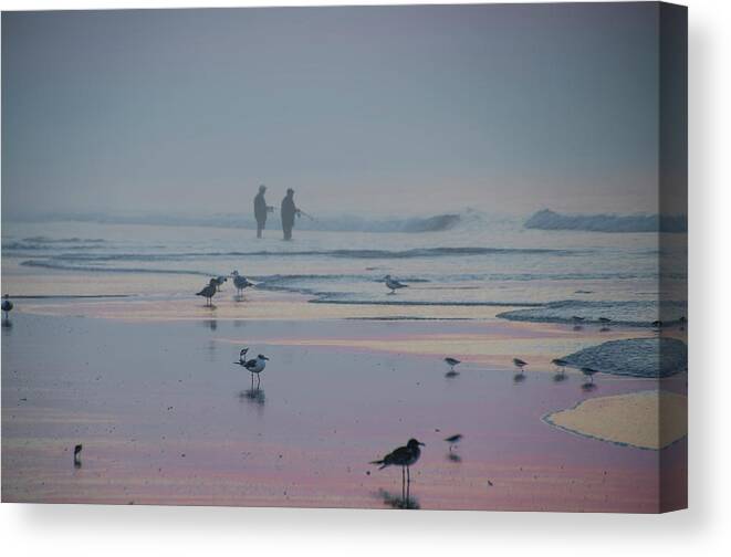 Surf Canvas Print featuring the photograph Surf Fishing in Wildwood by Bill Cannon