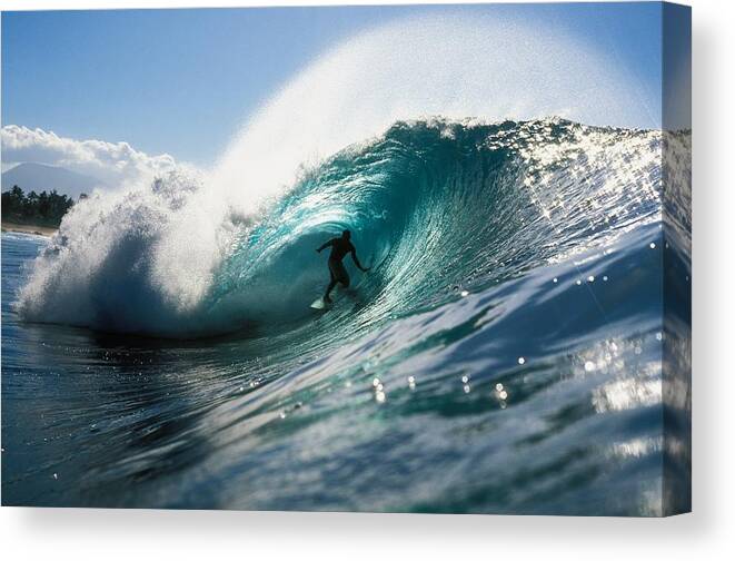 Adrenaline Canvas Print featuring the photograph Surfer At Pipeline by Vince Cavataio - Printscapes