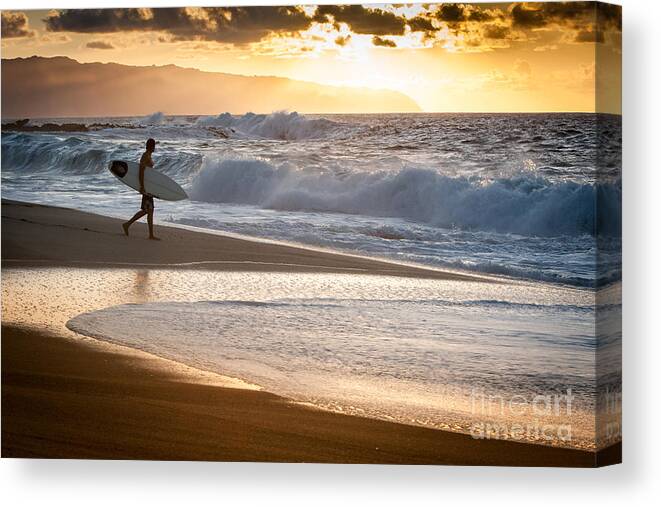 North Shore Canvas Print featuring the photograph Surfer on Beach by Patti Schulze