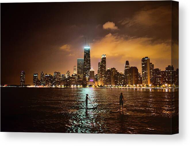 Lake Michigan Canvas Print featuring the photograph Surfing Lake Michigan by Raf Winterpacht