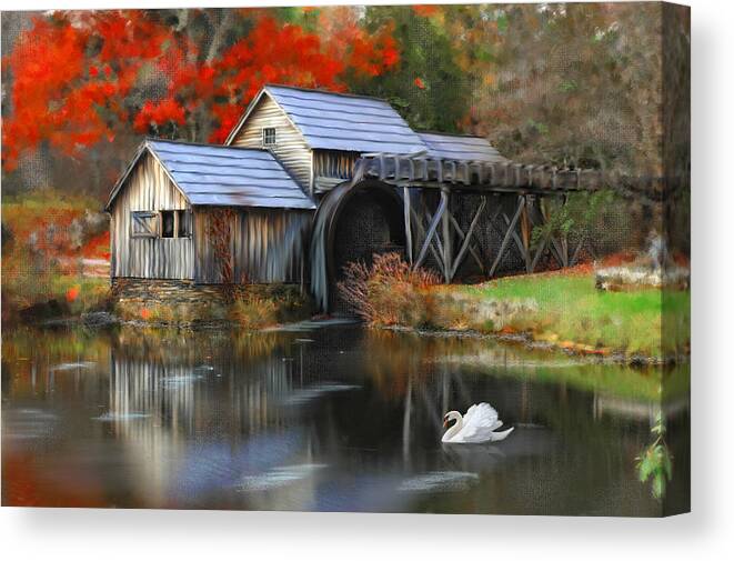 Mabry Mill Canvas Print featuring the photograph Swan at Mabry Mill by Mary Timman