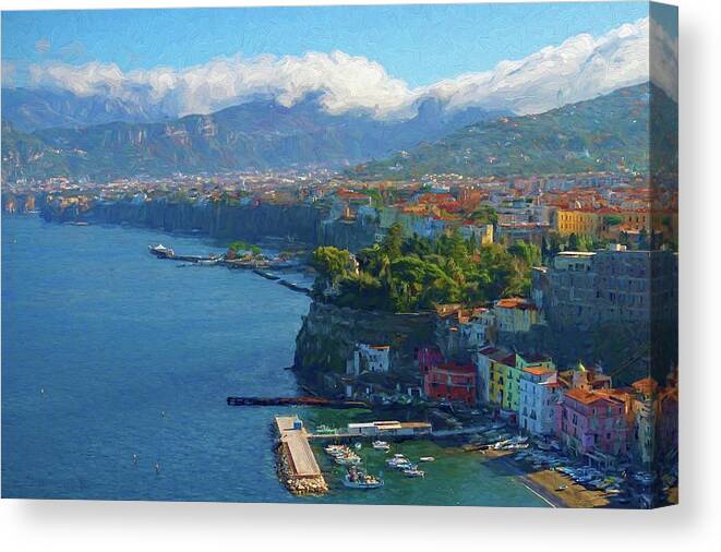 Landscape Canvas Print featuring the photograph Sweeping View Sorrento Painting by Allan Van Gasbeck