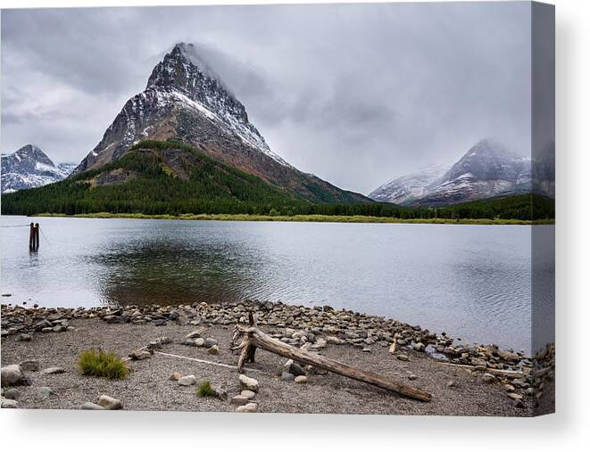 Glacier Canvas Print featuring the photograph Swiftcurrent Lake by David Hart