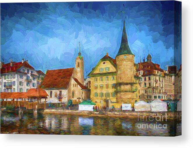 Cityscape Canvas Print featuring the photograph Swiss Town by Pravine Chester