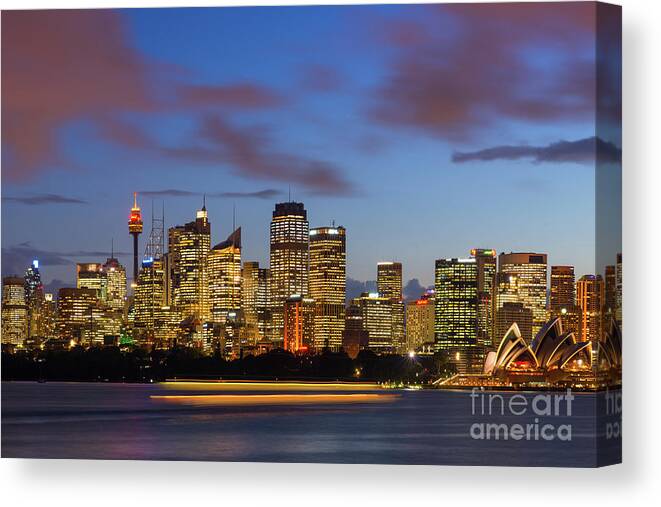 Sydney Canvas Print featuring the photograph Sydney Harbour sunset by Andrew Michael