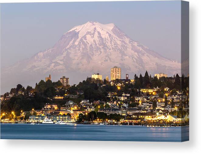 Mt Canvas Print featuring the photograph Tacoma and it's Gaurdian MT Rainier by Rob Green