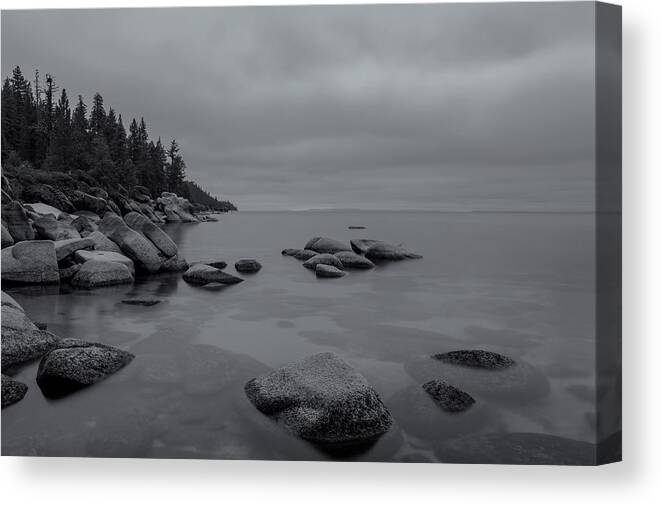 Landscape Canvas Print featuring the photograph Tahoe in Black and White by Jonathan Nguyen