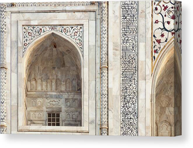 Agra Canvas Print featuring the photograph Taj Mahal Detail by Erika Gentry