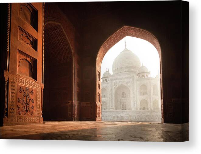 Agra Canvas Print featuring the photograph Taj Mahal Mosque View III by Erika Gentry