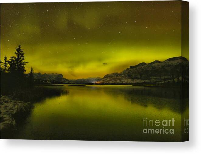 Northern Lights Canvas Print featuring the photograph Talbot Lake Aurora Borealis by Adam Jewell