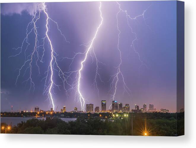 Lightning Canvas Print featuring the photograph Tampa Bay Lightning by Justin Battles