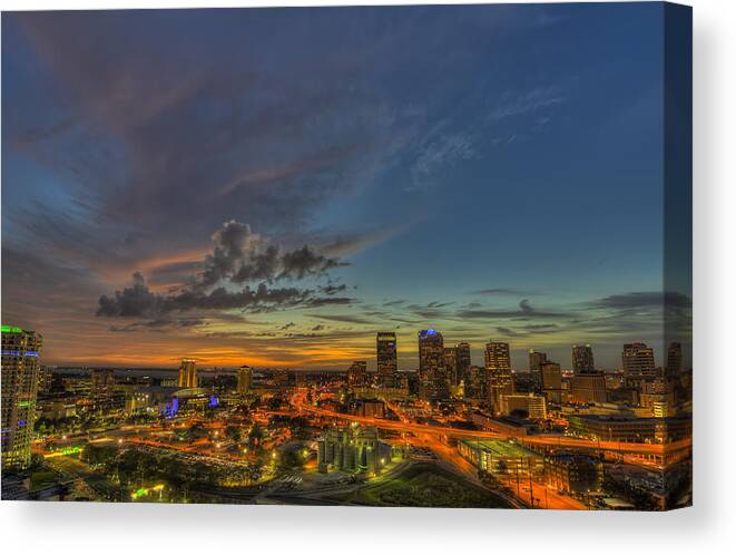 Landscape Canvas Print featuring the photograph Tampa Nights by Justin Battles