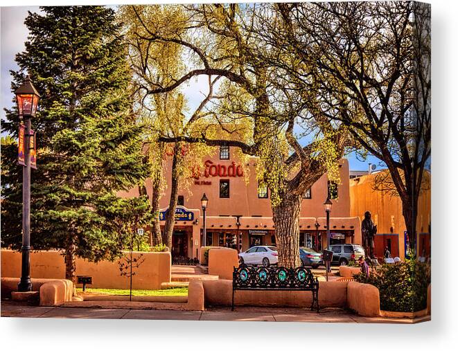 Taos Plaza Canvas Print featuring the photograph Taos Plaza by Diana Powell