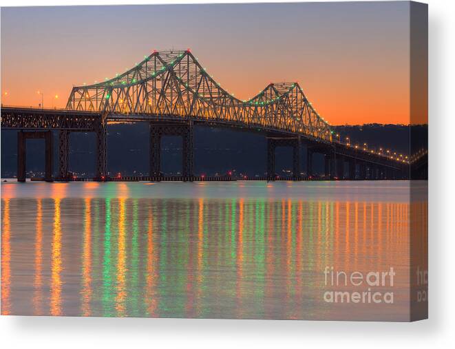 Clarence Holmes Canvas Print featuring the photograph Tappan Zee Bridge after Sunset I by Clarence Holmes