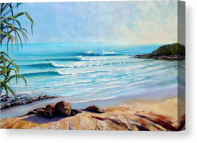 Surf Beach Canvas Print featuring the painting Tea Tree Bay Noosa Heads Australia by Chris Hobel