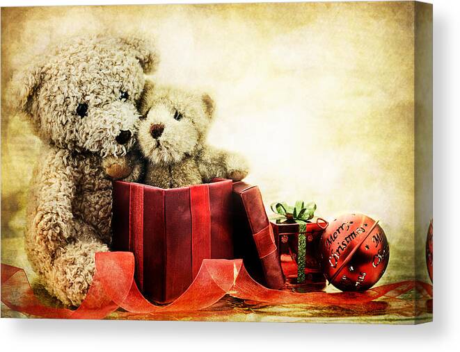 Toy Canvas Print featuring the photograph Teddy Bear Christmas by Stephanie Frey