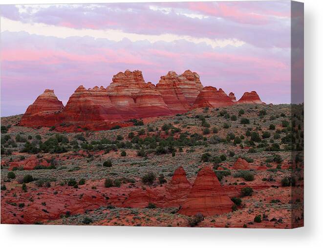 Sunset Canvas Print featuring the photograph Teepees Sunset - Coyote Buttes by Brett Pelletier