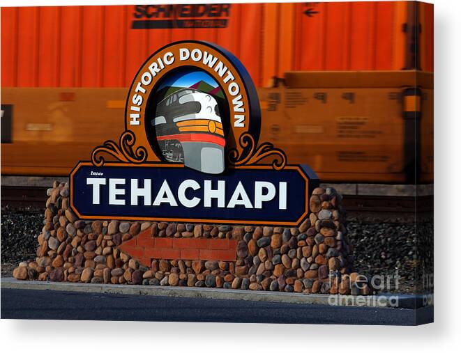 Tehachapi Canvas Print featuring the photograph Tehachapi Signage by Wernher Krutein