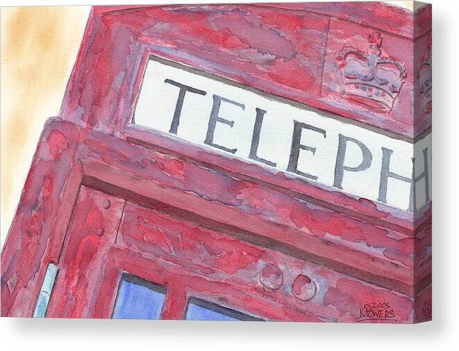 Telephone Canvas Print featuring the painting Telephone Booth by Ken Powers