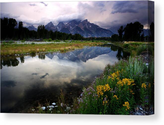 Wyoming Canvas Print featuring the photograph Teton Reflections by Eric Foltz