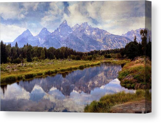 Grand Teton National Park Canvas Print featuring the photograph Tetons At The Landing 1 by Marty Koch
