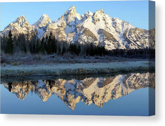 Grand Tetons Canvas Print featuring the photograph Tetons Morn 18 by JustJeffAz Photography