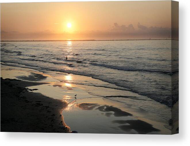 Water Canvas Print featuring the photograph Texas Gulf Coast at Sunrise by Marilyn Hunt