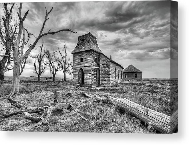 Kansas Canvas Print featuring the photograph That Old Time Religion Black and White by JC Findley