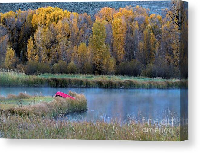 Autumn Colors Landscape Canvas Print featuring the photograph The Autumn Banks by Jim Garrison