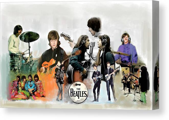 All Works Copyright Trademarked By Artist David Pucciarelli (iconic Images Art Gallery). Canvas Print featuring the painting The Beatles FABS by Iconic Images Art Gallery David Pucciarelli