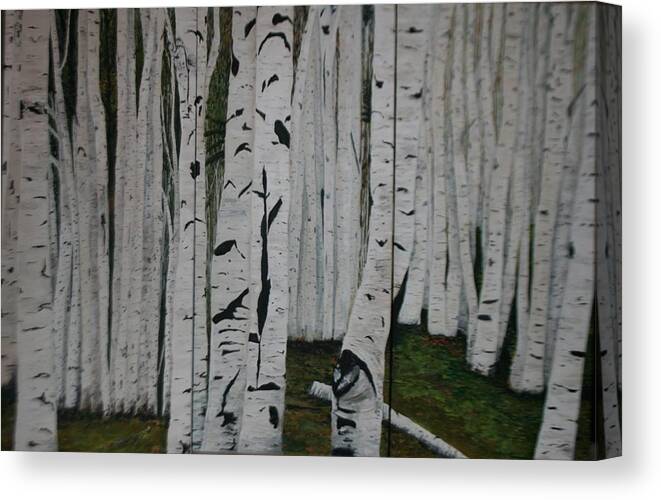 Trees Canvas Print featuring the painting The birches.. by Betty-Anne McDonald