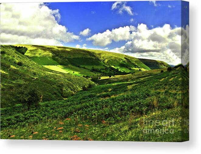 Landscape Canvas Print featuring the photograph The Black Mountains of the Welsh Borders by Richard Denyer