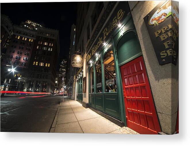 Boston Canvas Print featuring the photograph The Black Rose State Street Boston MA by Toby McGuire