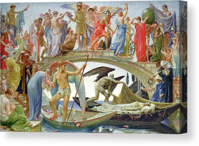 Walter Crane Canvas Print featuring the painting The Bridge of Life by Walter Crane