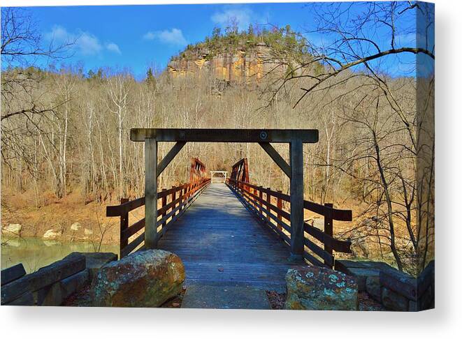 Featured Canvas Print featuring the photograph The Bridge to the Butte by Stacie Siemsen