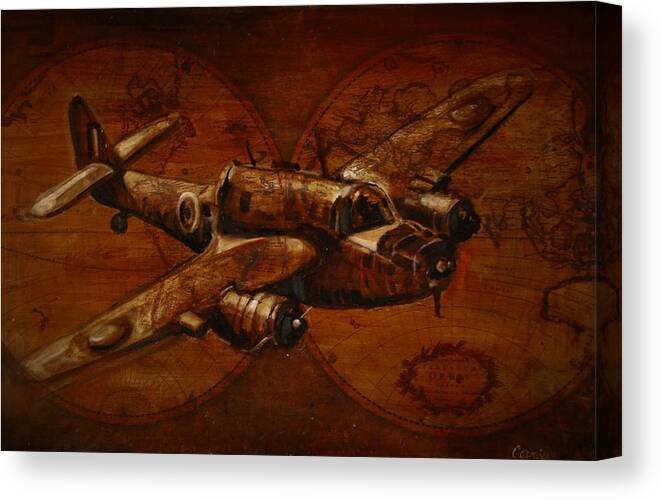 Plane Canvas Print featuring the painting The Bristol Beaufort I by Jean Cormier