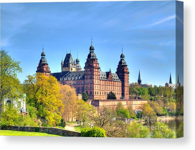 Castle Canvas Print featuring the photograph The castle Johannisburg in Aschaffenburg in Germany by Gina Koch