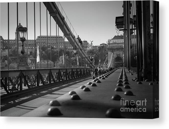 Chain Canvas Print featuring the photograph The Chain Bridge, Danube Budapest by Perry Rodriguez