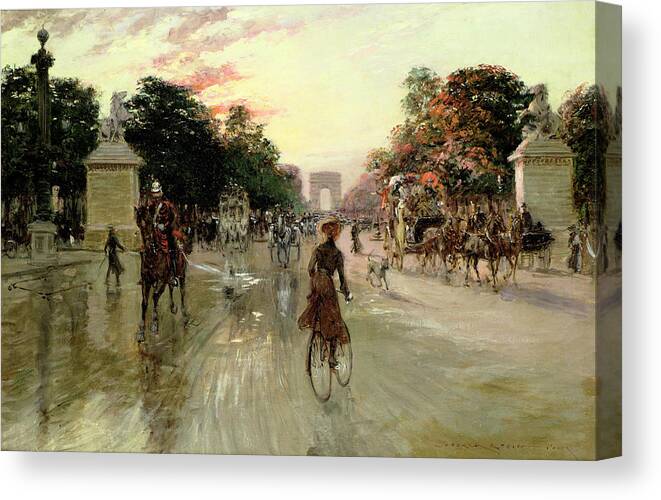 The Canvas Print featuring the painting The Champs Elysees - Paris by Georges Stein