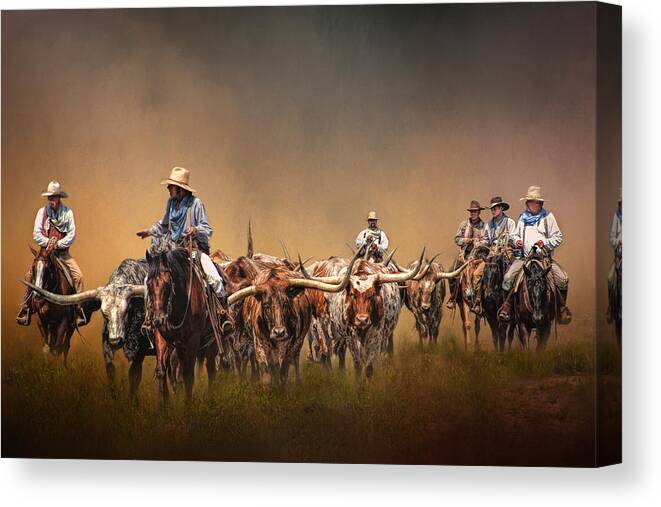 Animals Canvas Print featuring the photograph The Chisolm Trail by David and Carol Kelly
