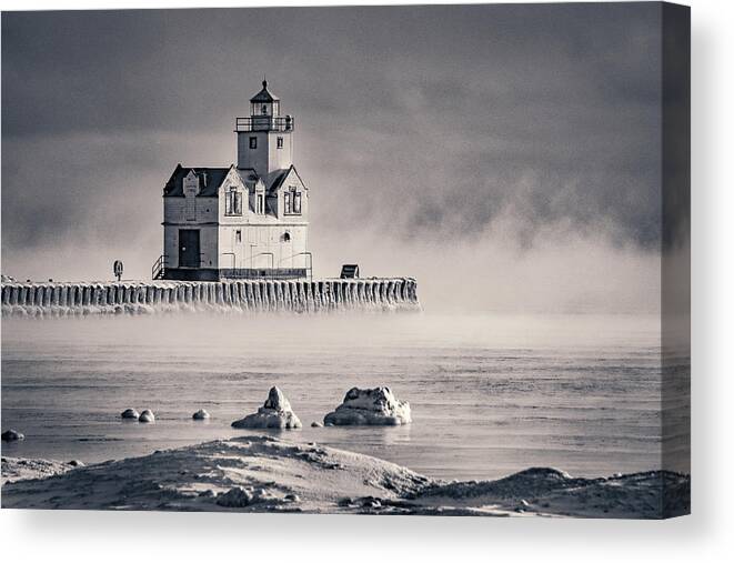 Lighthouse Canvas Print featuring the photograph The Coldest Lonely by Bill Pevlor