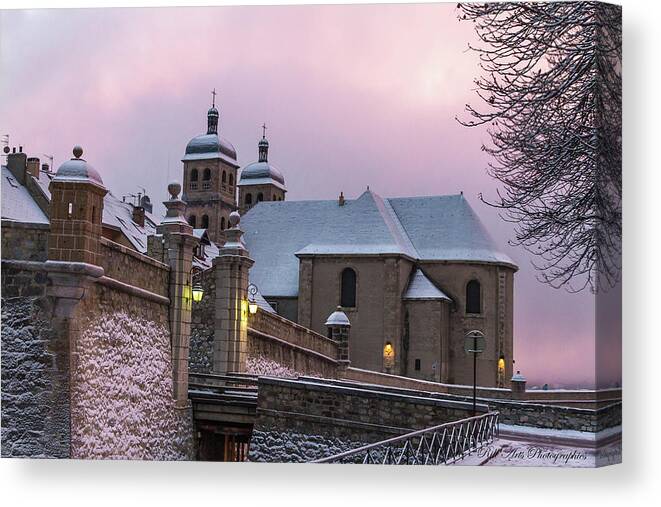 Winter Canvas Print featuring the photograph The Collegiate Church of Briancon - 1 - French Alps by Paul MAURICE