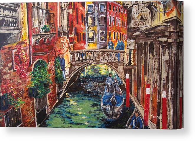 Venice Canvas Print featuring the painting The colors of Venice by Sunel De Lange