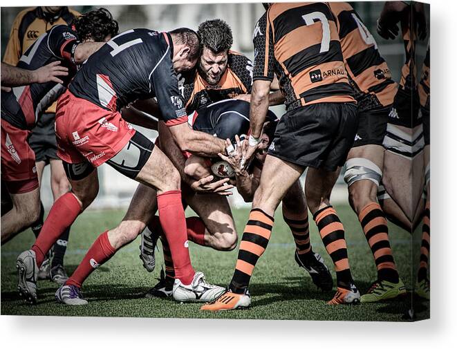 Rugby Canvas Print featuring the photograph The Coup by Cesar March