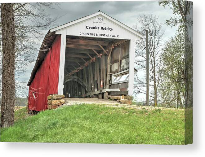 Covered Bridge Canvas Print featuring the photograph The Crooks Covered Bridge by Harold Rau