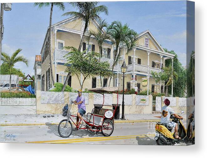 Townscape Canvas Print featuring the painting The Duval House, Key West, Florida by Bob George