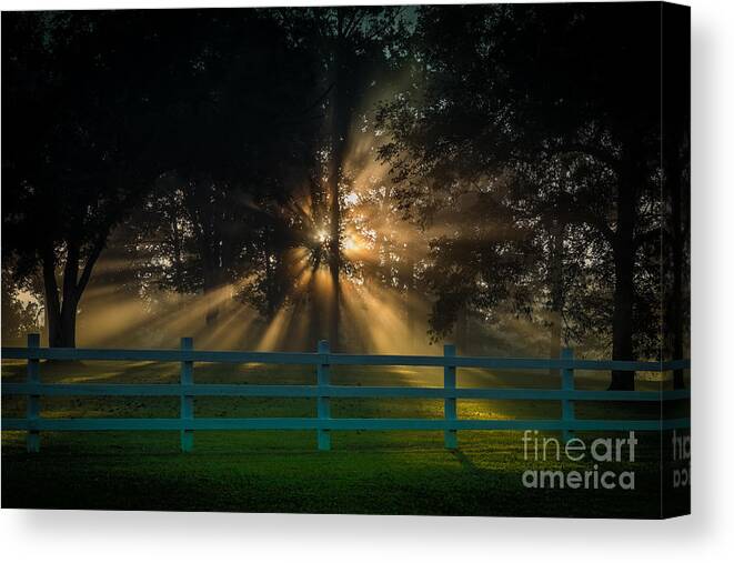 Sunrise Canvas Print featuring the photograph The First Day of Creation by T Lowry Wilson