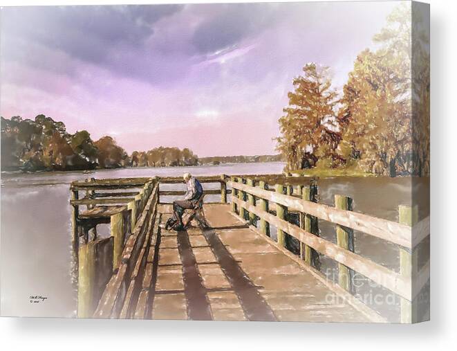 Nature Canvas Print featuring the mixed media The Fisherman by DB Hayes