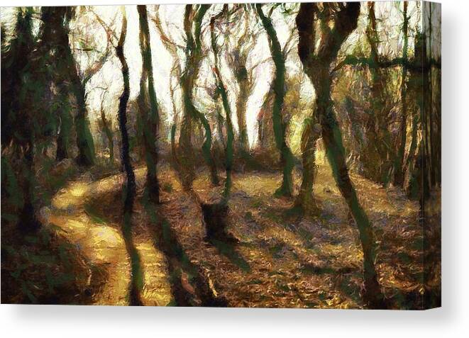 Nature Canvas Print featuring the digital art The frightening forest by Gun Legler