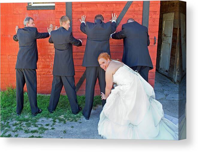 Wedding Canvas Print featuring the photograph The Frisky Bride by Keith Armstrong